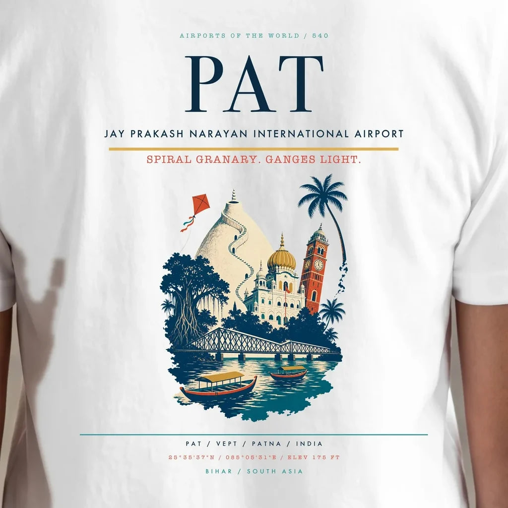 Jay Prakash Narayan International Airport (PAT) double-side t-shirt design close-up cover