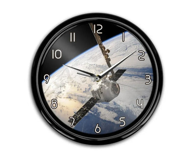 World View from Space aviation themed wall clock, premium wood and metal.