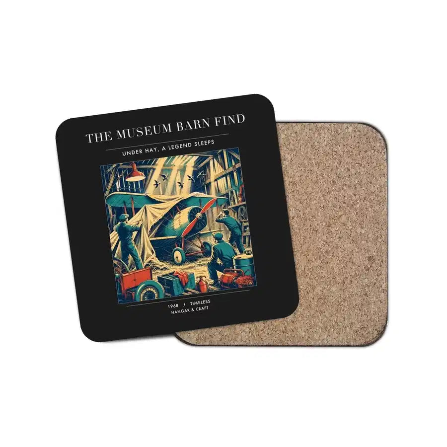 The Museum Barn Find - Designed Coasters design on black 1-piece
