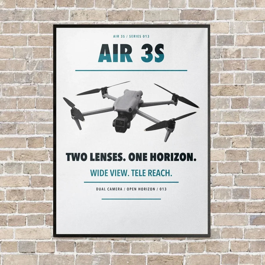DJI Air 3S vertical canvas print - framed - white background