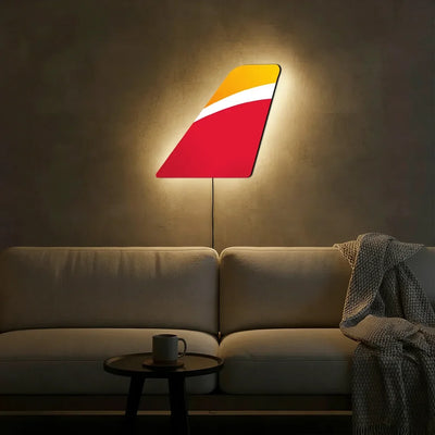 Iberia Airlines aviation design on durable metal with LED aircraft tail wall art.