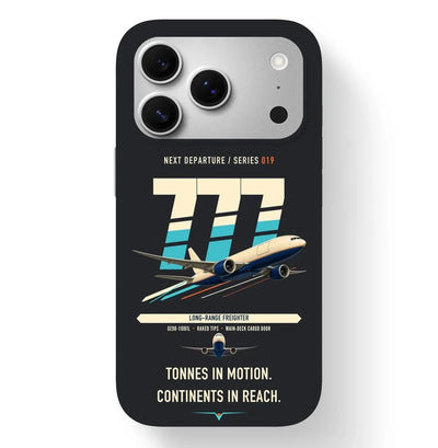 Boeing 777F design on black magsafe iphone case
