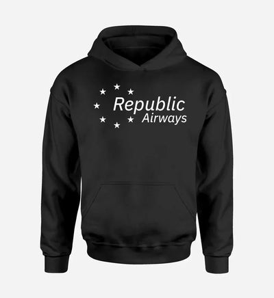 Republic Airlines logo printed on black hoodie