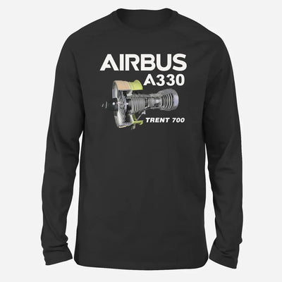 Airbus A330 & Trent 700 Engine Long-Sleeve aviation design printed on soft cotton long-sleeve T-shirt.