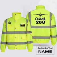 Thumbnail for Cessna 208 & Plane aviation design printed on insulated shell with high-visibility reflective panels reflective winter jacket.