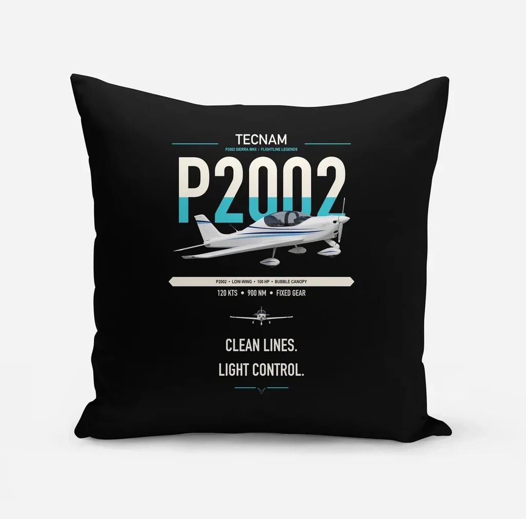 Tecnam P2002 Sierra MkII design on black pillow