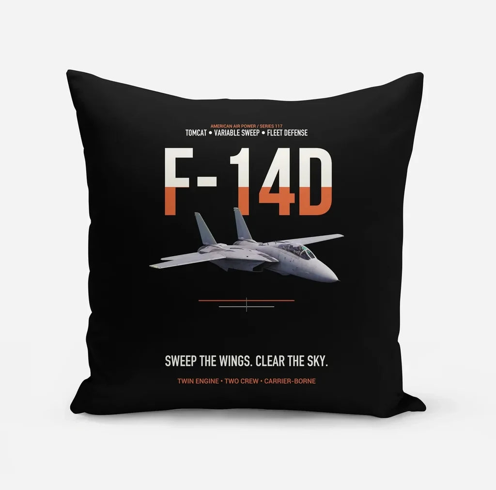 F-14D Tomcat Sweep The Wings Clear The Sky design on black pillow