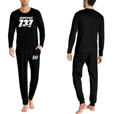 Super Boeing 737+Text men pajamas - Black