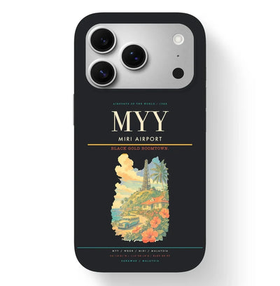 Miri Airport (MYY) design on black iPhone 17 Pro MagSafe case