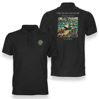 Thumbnail for VINTAGE G4068 - The Seaplane Ramp - Double-Side Polo T-Shirt design on black