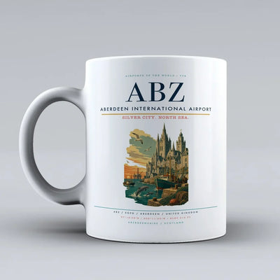 Aberdeen International Airport (ABZ) airport code design on white ceramic mug