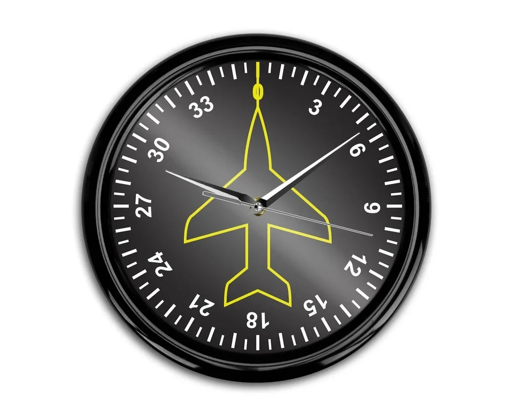 Airplane Instruments (Heading) aviation themed wall clock, premium wood and metal.