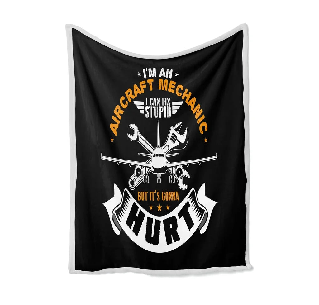I'm an Aircraft Mechanic Bed Blankets & aviation print on soft fleece blanket.