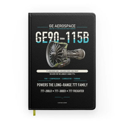 GE90-115B design on black notebook