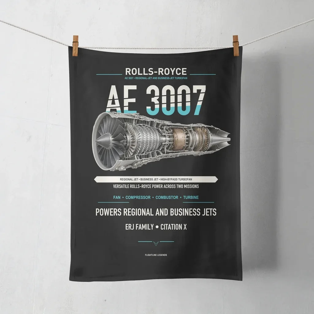 AE 3007 design on black towel