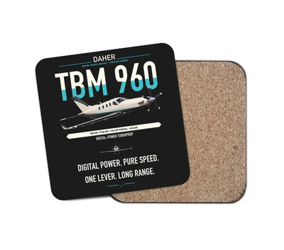 Daher TBM 960 design on black 1 piece coaster