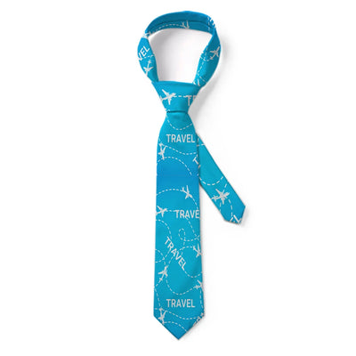 Travel & Planes aviation design on premium silk blend tie.
