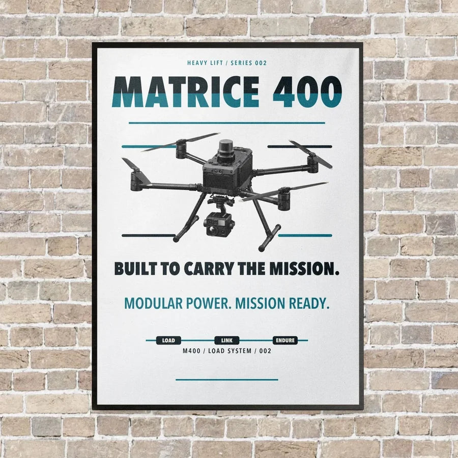 DJI Matrice 400 vertical canvas print - framed - white background