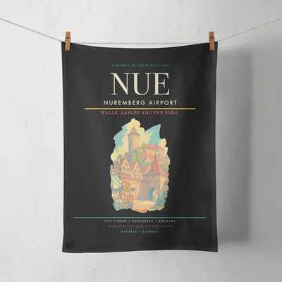 Nuremberg Airport (NUE) design on black towel