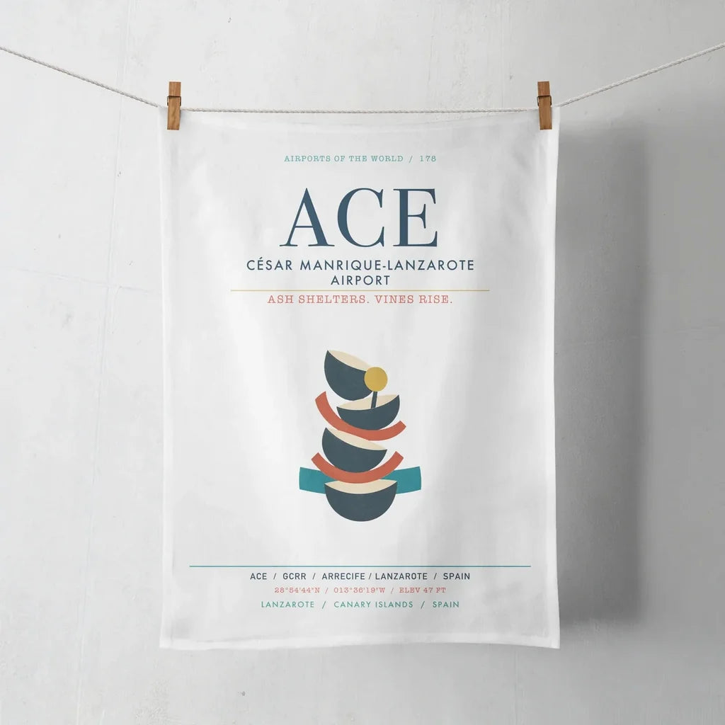 César Manrique-Lanzarote Airport (ACE) design on white towel