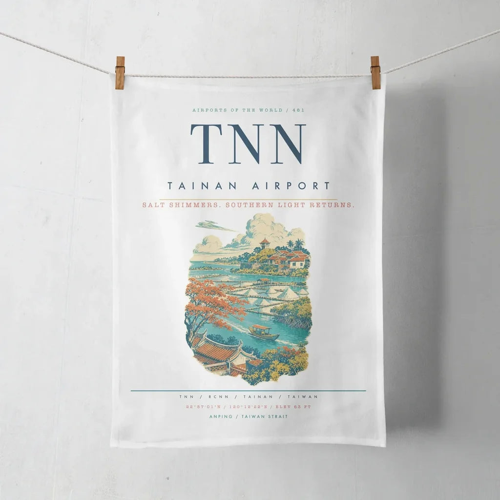 Tainan Airport (TNN) design on white towel