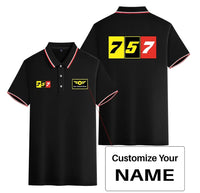 Thumbnail for Flat Colourful 757 Stylish Polo T-Shirts (Double-Side) aviation design printed on soft cotton stylish double-side polo.