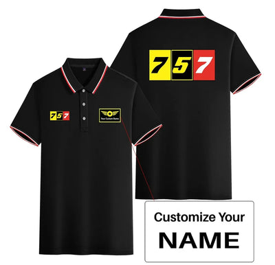 Flat Colourful 757 Stylish Polo T-Shirts (Double-Side) aviation design printed on soft cotton stylish double-side polo.