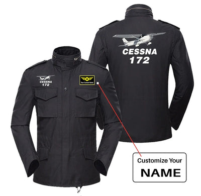 The Cessna 172 aviation design printed on heavy cotton coat with field details military coat.