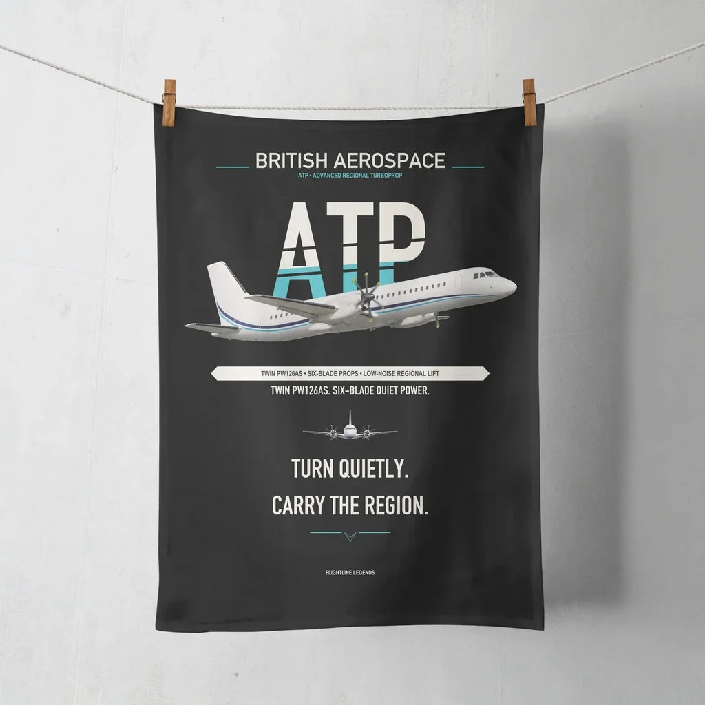 British Aerospace ATP design on black towel