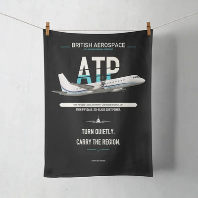 British Aerospace ATP design on black towel