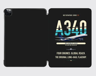 Airbus A340-300 design on black ipad tablet case