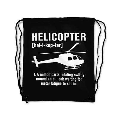 Helicopter [Noun] aviation drawstring bag in lightweight polyester.