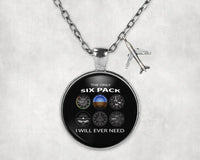 Thumbnail for The Only Six Pack I Will Ever Need aviation-themed necklace, polished stainless steel.