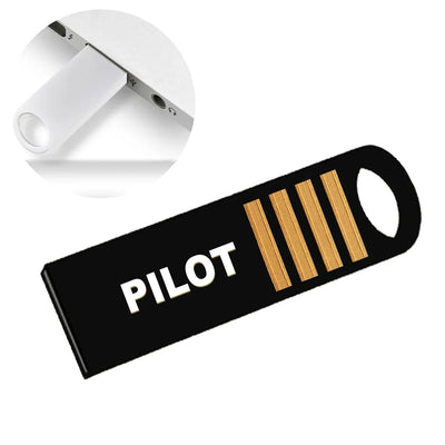 PILOT & Pilot Epaulettes (4,3,2 Lines) aviation design on durable waterproof casing waterproof USB device.