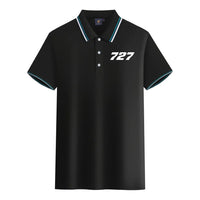 Thumbnail for Boeing 727 Flat Text aviation design printed on soft cotton stylish polo shirt.