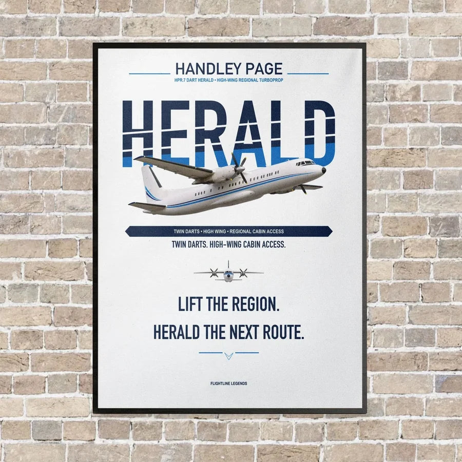 Handley Page HPR.7 Dart Herald vertical canvas print - framed - white background