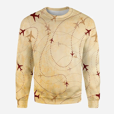 Vintage Travelling with Aircraft aviation design printed on soft cotton blend 3D sweatshirt.