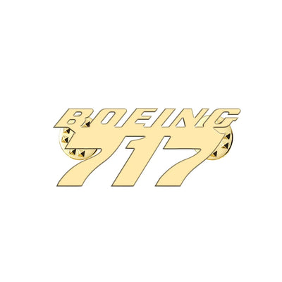 Boeing 717 & Text aviation hollow pin in polished alloy.