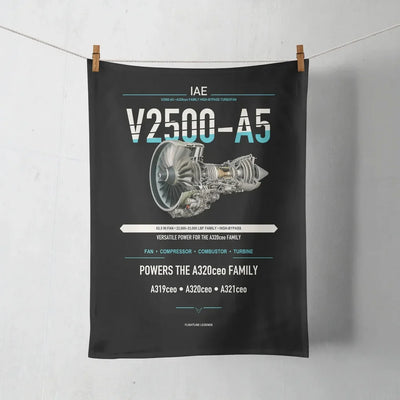 V2500-A5 design on black towel