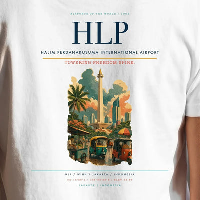 Halim Perdanakusuma International Airport (HLP) double-side t-shirt design close-up cover