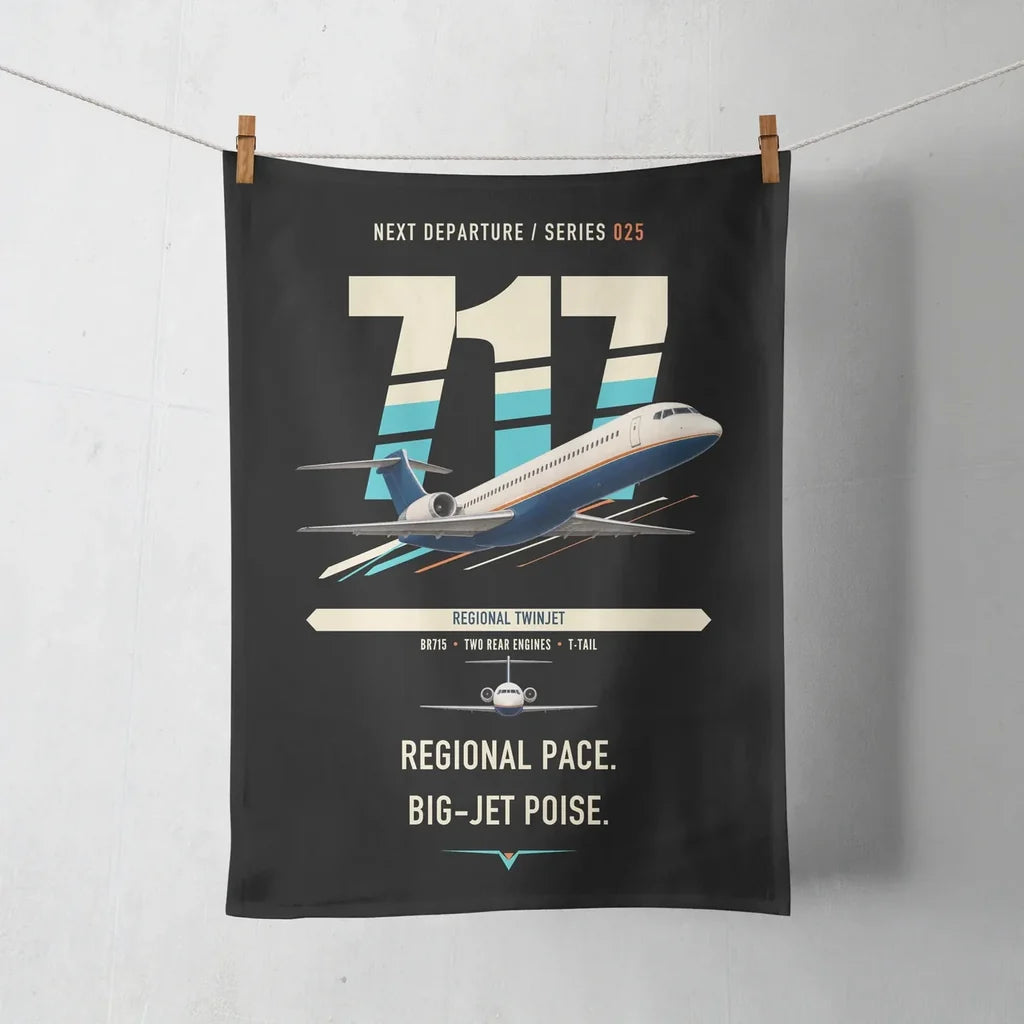 Boeing 717-200 design on black towel