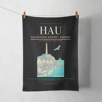 Thumbnail for Haugesund Airport, Karmøy (HAU) design on black towel