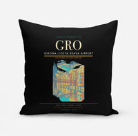 Thumbnail for Girona–Costa Brava Airport (GRO) design on black pillow