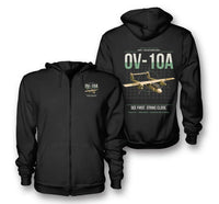 Thumbnail for OV-10A Bronco design on black premium zipped hoodie