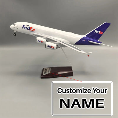 Side view of FedEx Cargo Aircraft Airlines Airbus A380 Airplane Model (1/160 Scale) aviation LED model airplane in diecast me.