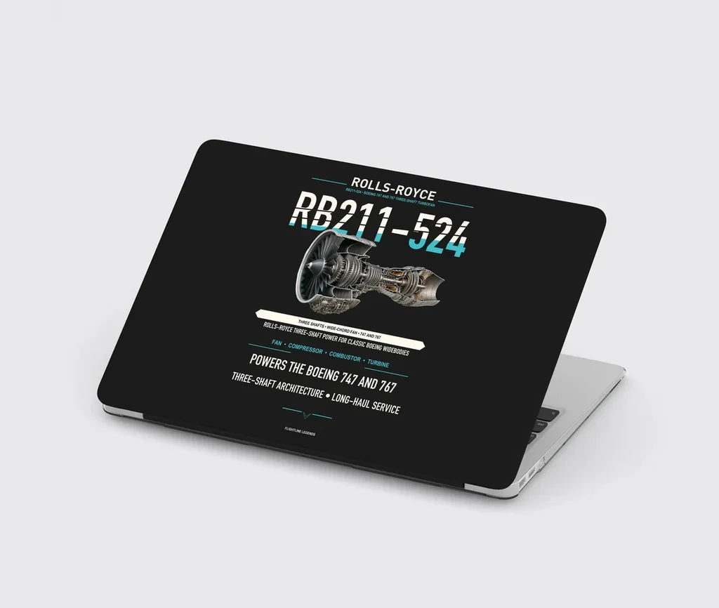 RB211-524 design on black MacBook case