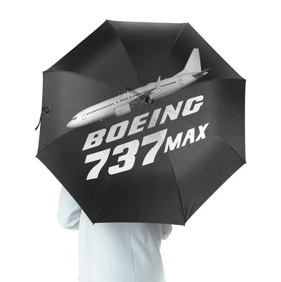The Boeing 737Max aviation design on windproof polyester umbrella.