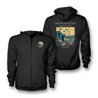 Thumbnail for VINTAGE G4526 - The Pigeon Loft - Premium Zipped Hoodie design on black