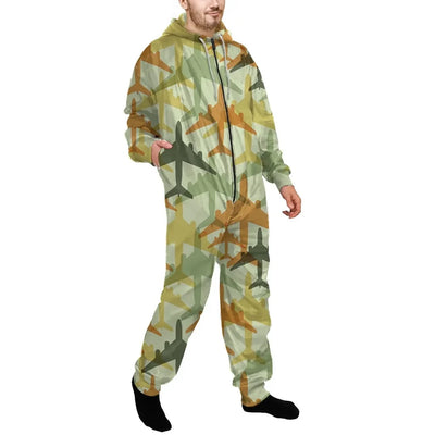 Seamless Colourful Airplanes Jumpsuit for Men & Women aviation design on soft cotton blend jumpsuit.