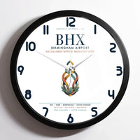 Thumbnail for Birmingham Airport (BHX) design on white framed wall clock